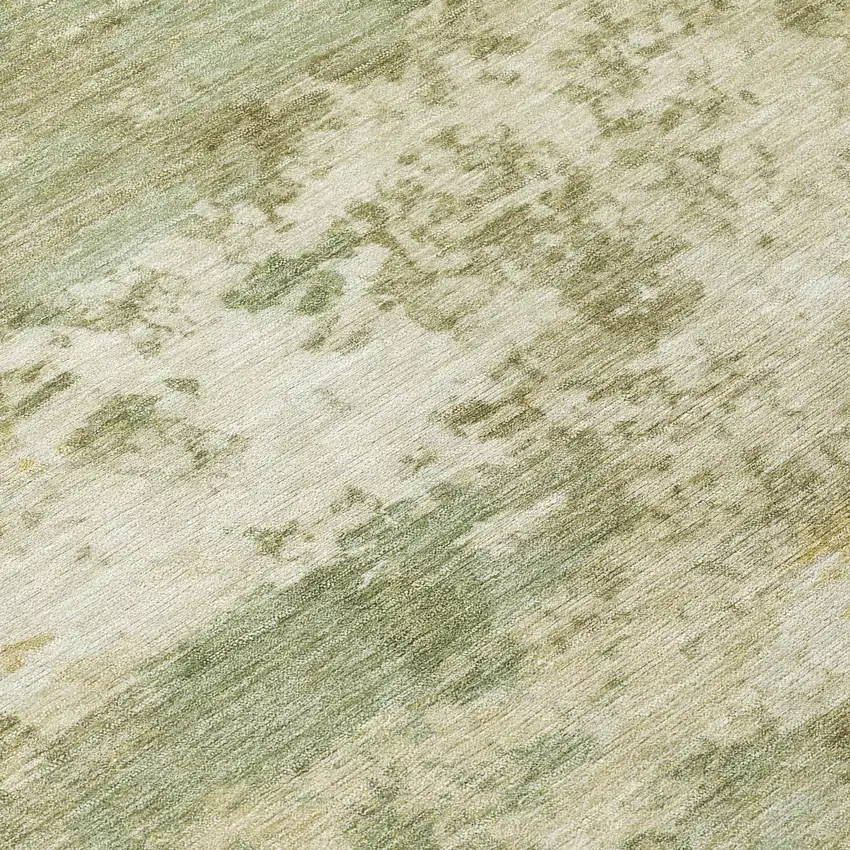 8' Lime Green And Beige Round Abstract Washable Indoor Outdoor Area Rug Photo 9