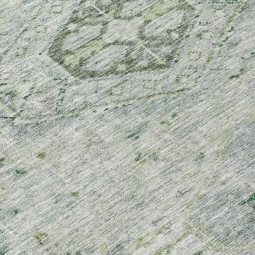 8' Lime Green And Beige Round Medallion Washable Indoor Outdoor Area Rug Photo 9