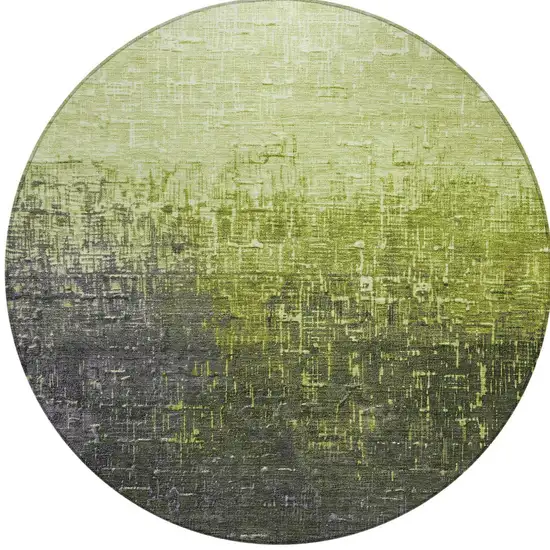 8' Lime Green And Dark Gray Round Ombre Washable Indoor Outdoor Area Rug Photo 6