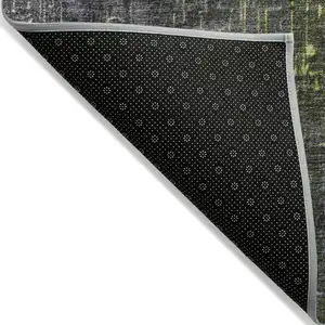Photo of 8' Lime Green And Dark Gray Round Ombre Washable Indoor Outdoor Area Rug