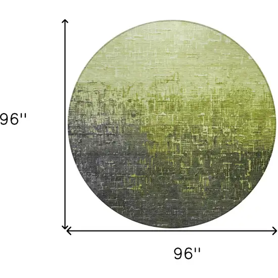 8' Lime Green And Dark Gray Round Ombre Washable Indoor Outdoor Area Rug Photo 9