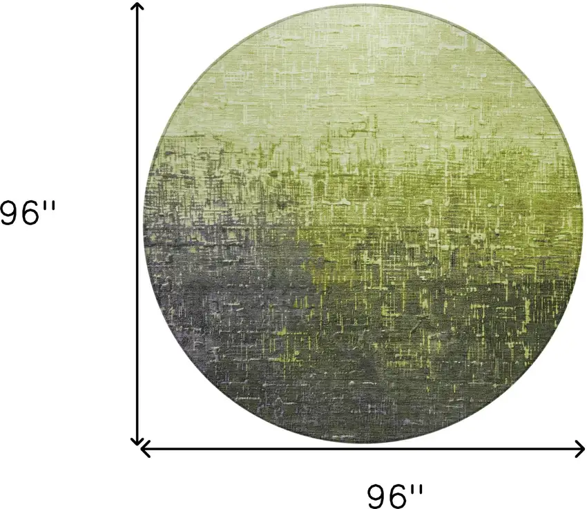 8' Lime Green And Dark Gray Round Ombre Washable Indoor Outdoor Area Rug Photo 9