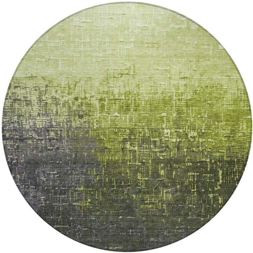 8' Lime Green And Dark Gray Round Ombre Washable Indoor Outdoor Area Rug Photo 2