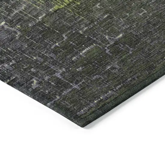 8' Lime Green And Dark Gray Round Ombre Washable Indoor Outdoor Area Rug Photo 4