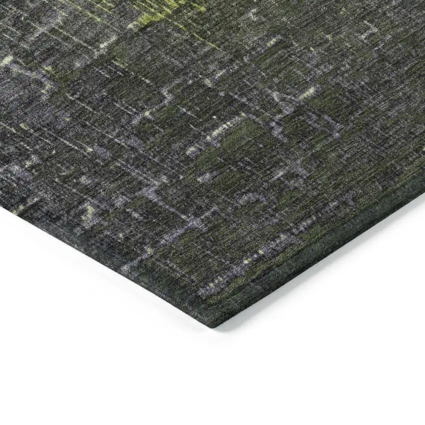 8' Lime Green And Dark Gray Round Ombre Washable Indoor Outdoor Area Rug Photo 4