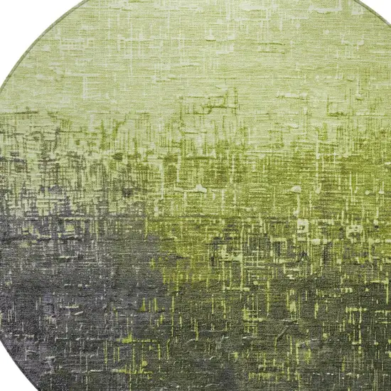8' Lime Green And Dark Gray Round Ombre Washable Indoor Outdoor Area Rug Photo 5