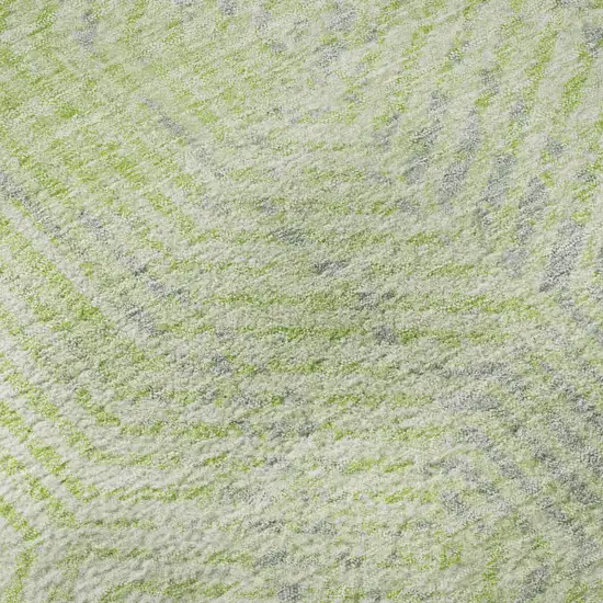 8' Lime Green And Gray Geometric Washable Round Rug With UV Protection Photo 9