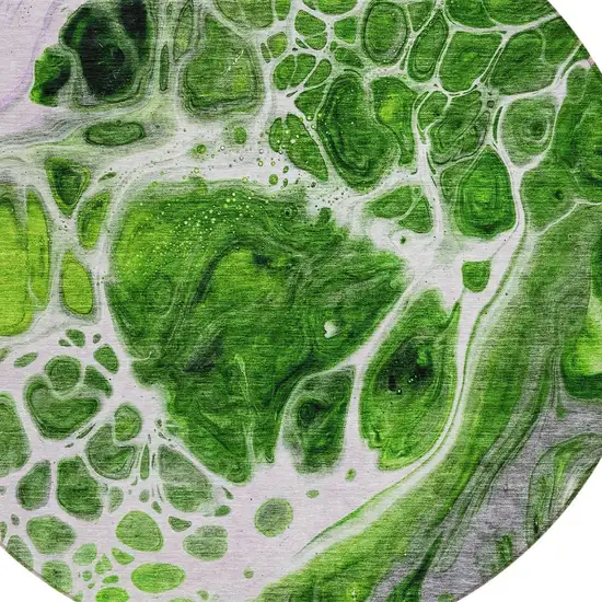 8' Lime Green And Gray Round Nautical Washable Indoor Outdoor Area Rug Photo 4