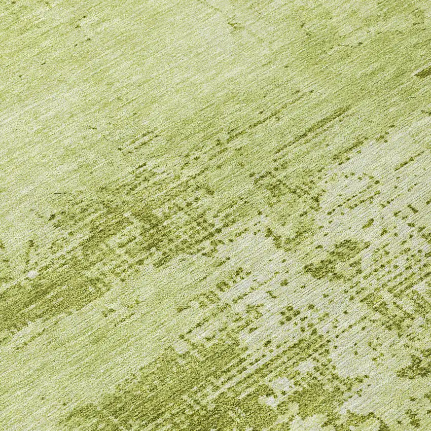 8' Lime Green And Ivory Round Abstract Washable Indoor Outdoor Area Rug Photo 8
