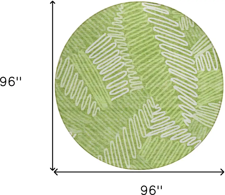 8' Lime Green And Ivory Round Floral Washable Indoor Outdoor Area Rug Photo 3