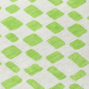 Photo of 8' Lime Green And Ivory Round Geometric Washable Indoor Outdoor Area Rug
