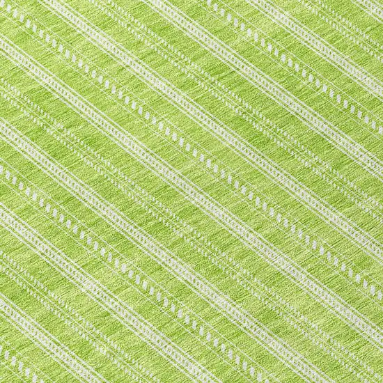 8' Lime Green And Ivory Round Striped Washable Indoor Outdoor Area Rug Photo 8