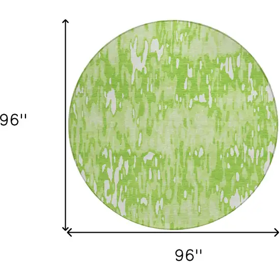 8' Lime Green And Ivory Round Striped Washable Indoor Outdoor Area Rug Photo 3