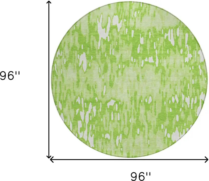 8' Lime Green And Ivory Round Striped Washable Indoor Outdoor Area Rug Photo 3