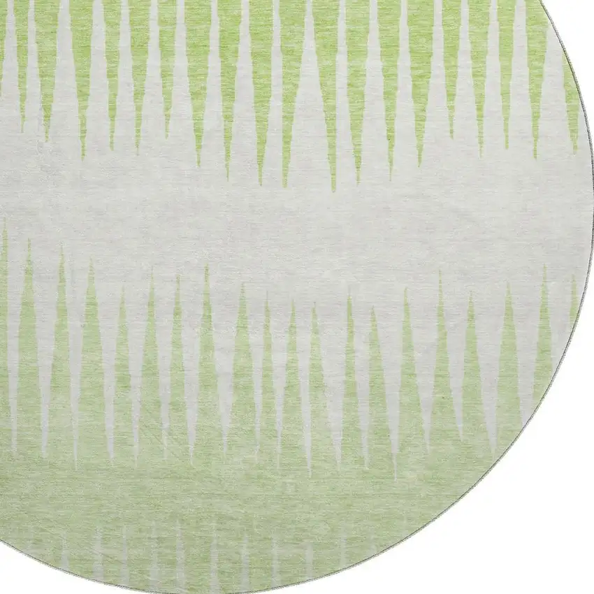 8' Lime Green And Ivory Striped Washable Round Rug With UV Protection Photo 3