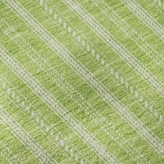 8' Lime Green And Ivory Striped Washable Round Rug With UV Protection Photo 8