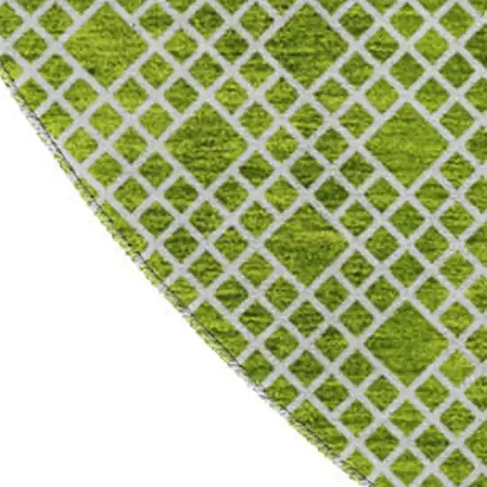 8' Lime Green And Ivory Striped Washable Round Rug With UV Protection Photo 4