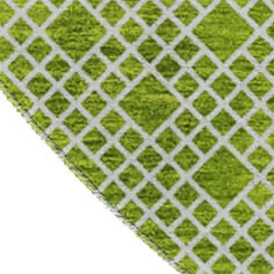 8' Lime Green And Ivory Striped Washable Round Rug With UV Protection Photo 2