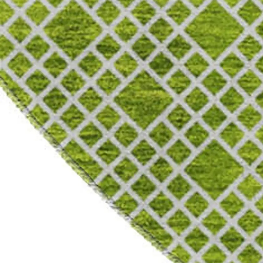 8' Lime Green And Ivory Striped Washable Round Rug With UV Protection Photo 2