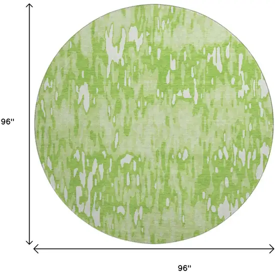 8' Lime Green And Ivory Striped Washable Round Rug With UV Protection Photo 9