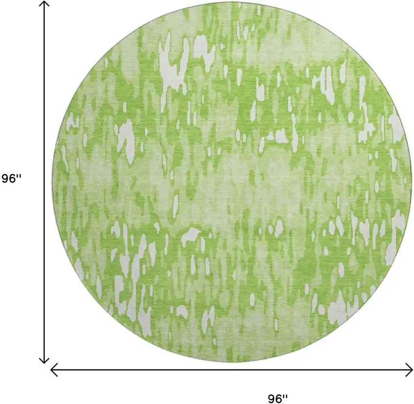 8' Lime Green And Ivory Striped Washable Round Rug With UV Protection Photo 9