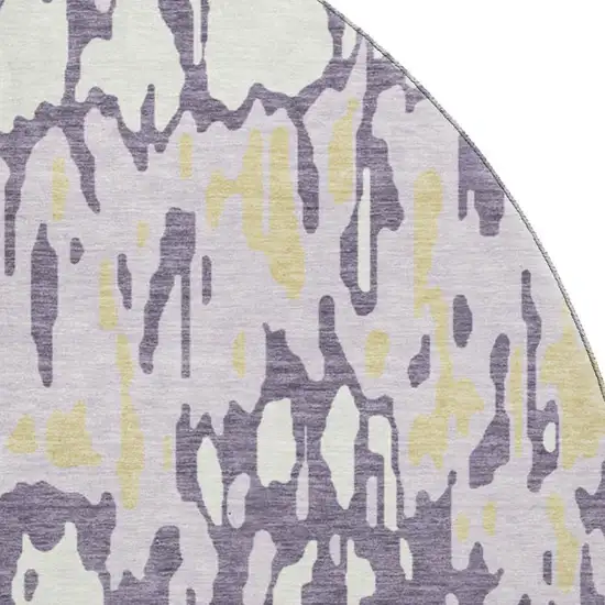 8' Lime Green And Ivory Striped Washable Round Rug With UV Protection Photo 2