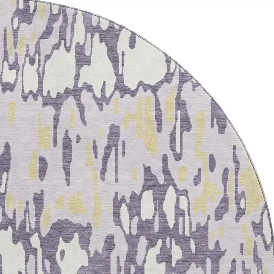 8' Lime Green And Ivory Striped Washable Round Rug With UV Protection Photo 3