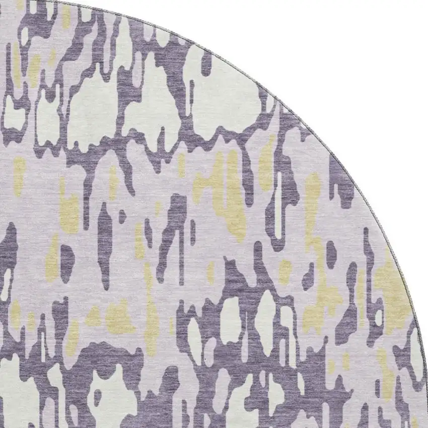 8' Lime Green And Ivory Striped Washable Round Rug With UV Protection Photo 3