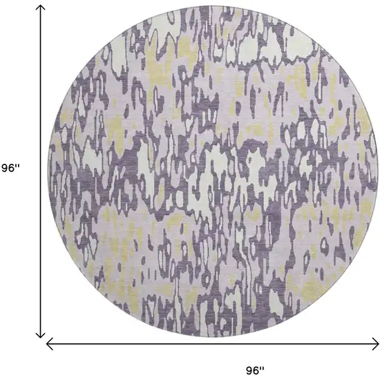 8' Lime Green And Ivory Striped Washable Round Rug With UV Protection Photo 9