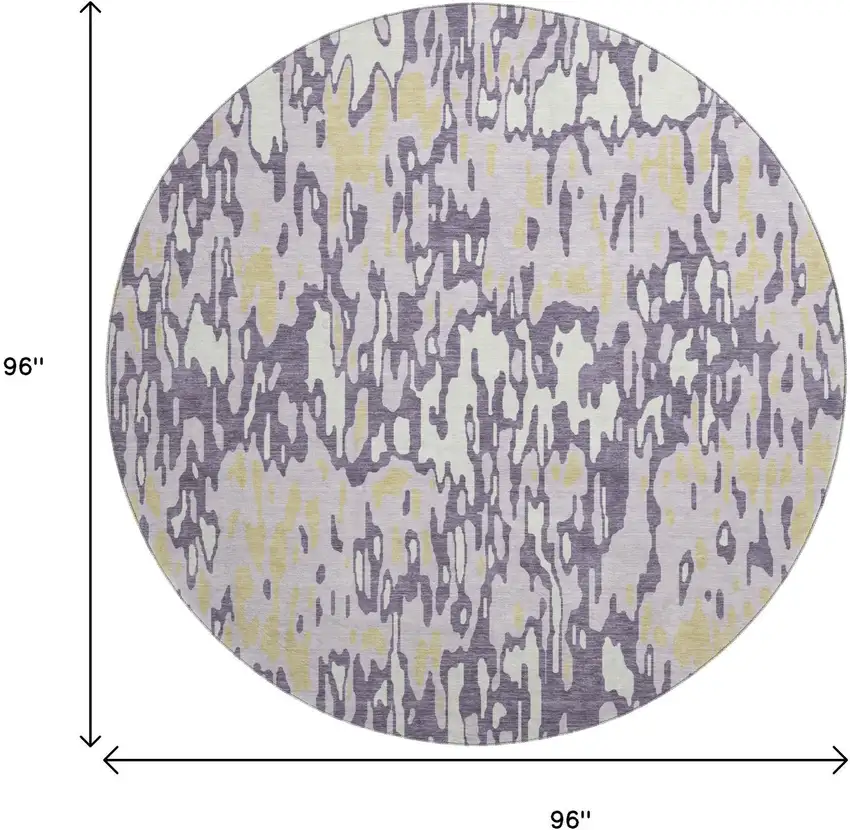 8' Lime Green And Ivory Striped Washable Round Rug With UV Protection Photo 9