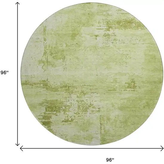 8' Lime Green And Olive Green Abstract Washable Round Rug With UV Protection Photo 9