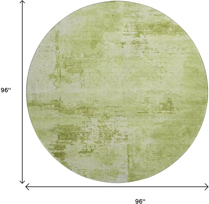 8' Lime Green And Olive Green Abstract Washable Round Rug With UV Protection Photo 9
