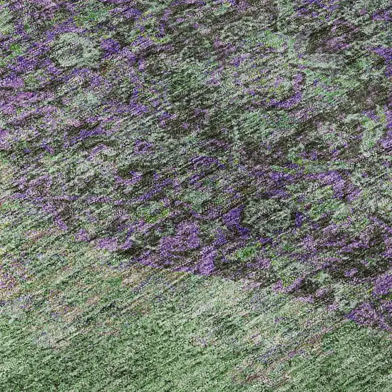 8' Lime Green And Purple Medallion Washable Round Rug With UV Protection Photo 7