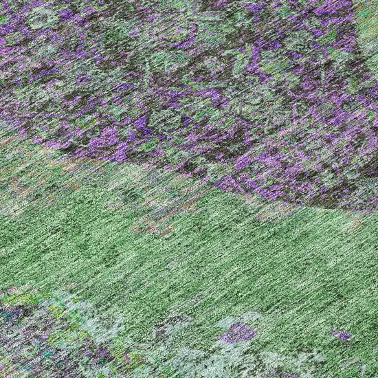 8' Lime Green And Purple Round Medallion Washable Indoor Outdoor Area Rug Photo 9