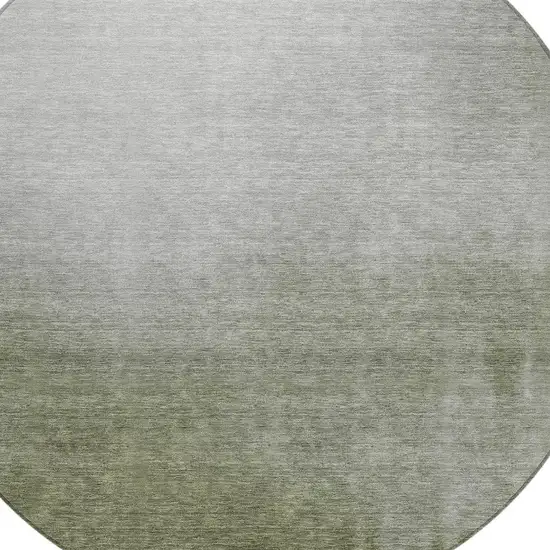 8' Lime Green Brown And Beige Round Abstract Washable Indoor Outdoor Area Rug Photo 2