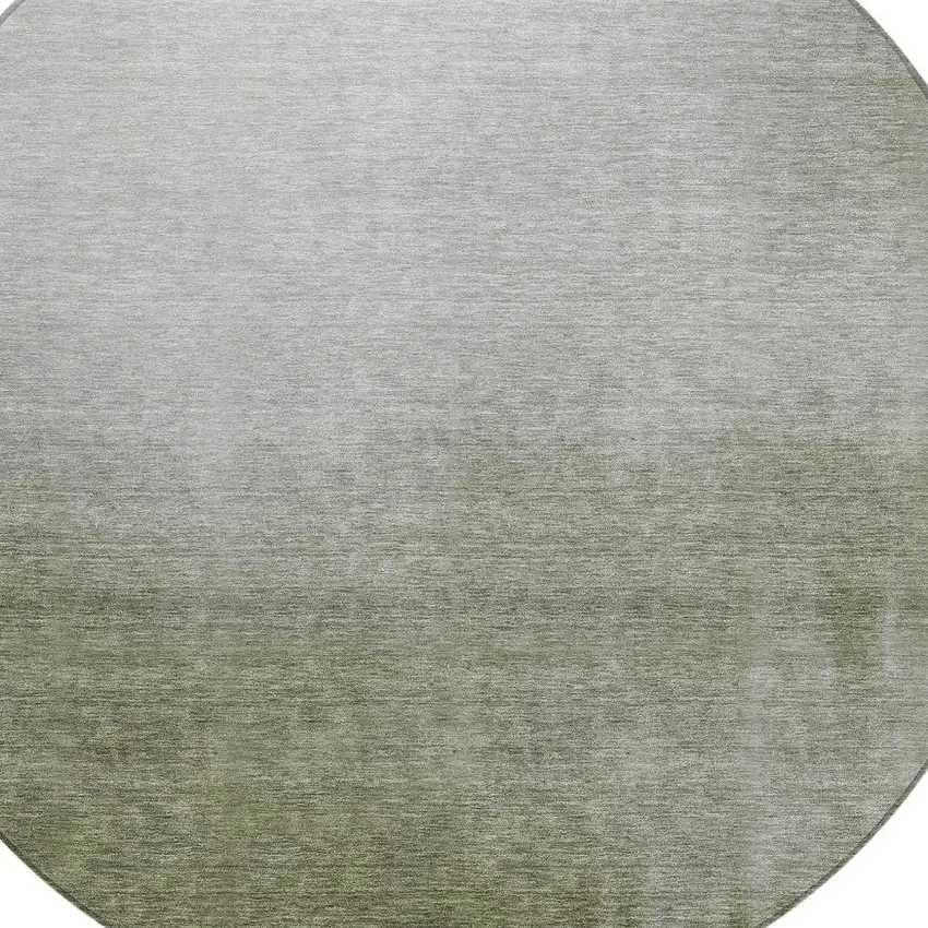 8' Lime Green Brown And Beige Round Abstract Washable Indoor Outdoor Area Rug Photo 2