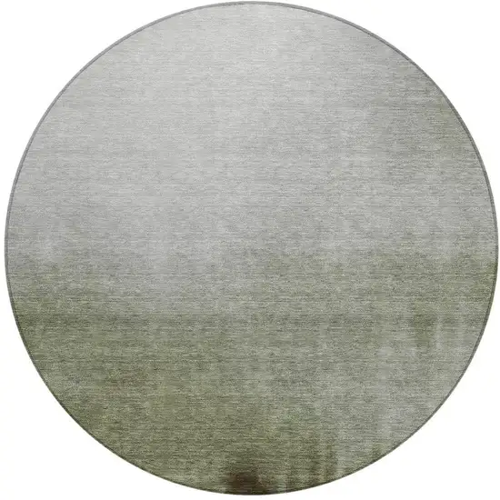8' Lime Green Brown And Beige Round Abstract Washable Indoor Outdoor Area Rug Photo 3