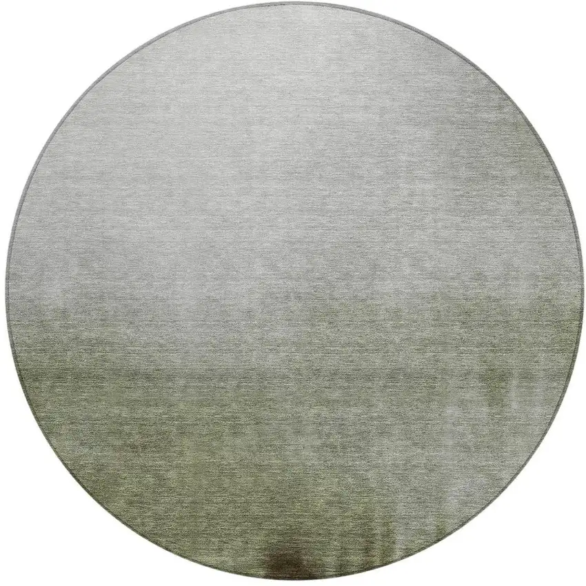 8' Lime Green Brown And Beige Round Abstract Washable Indoor Outdoor Area Rug Photo 3