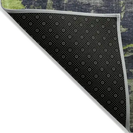 8' Lime Green Gray And Silver Round Abstract Washable Indoor Outdoor Area Rug Photo 9