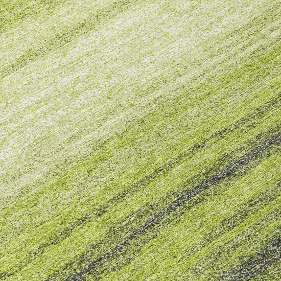 8' Lime Green Ivory And Black Round Striped Washable Indoor Outdoor Area Rug Photo 7