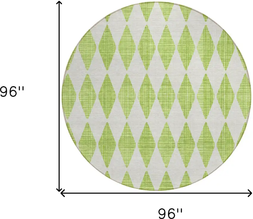 8' Lime Green Round Geometric Washable Indoor Outdoor Area Rug Photo 3