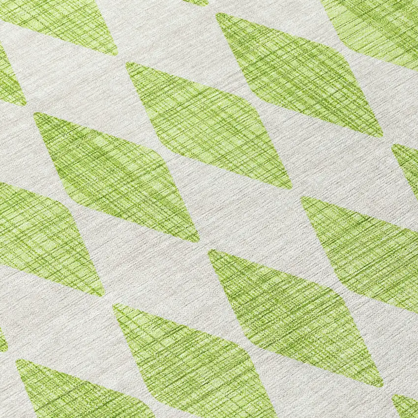 8' Lime Green Round Geometric Washable Indoor Outdoor Area Rug Photo 4