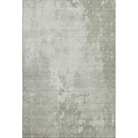 8' Linen And Beige Abstract Washable Area Rug With UV Protection Photo 1