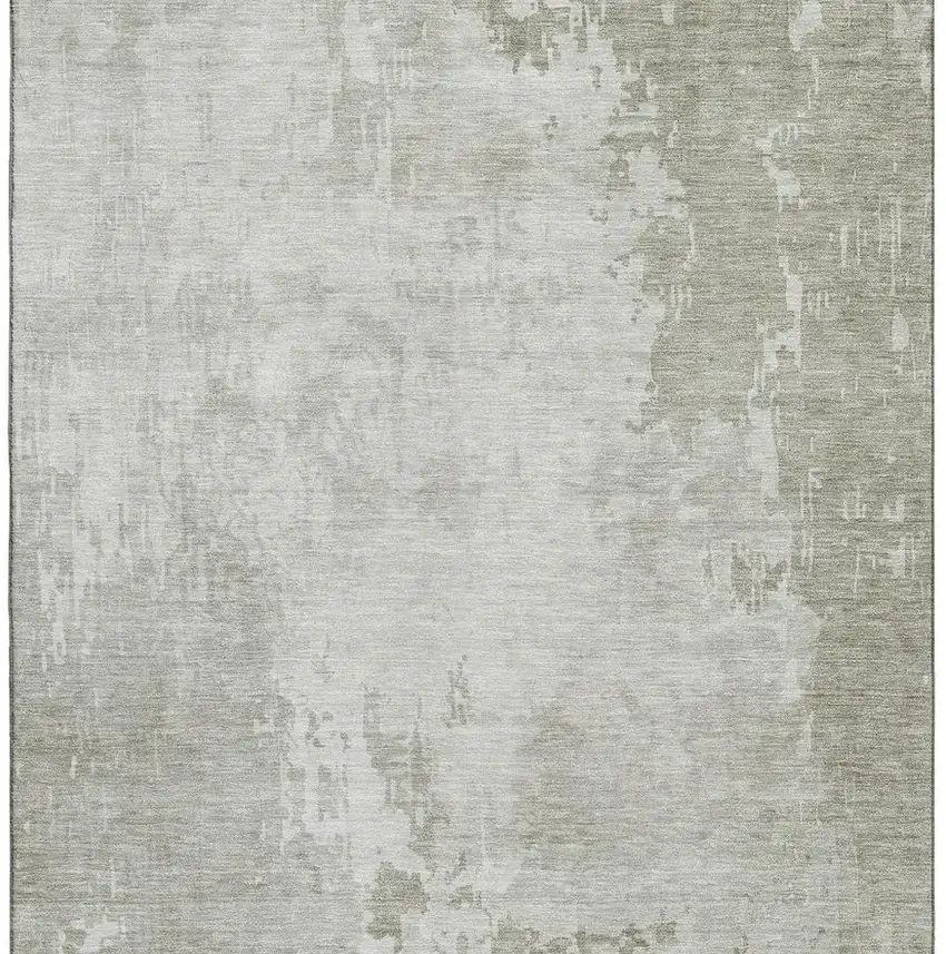 8' Linen And Beige Abstract Washable Area Rug With UV Protection Photo 3
