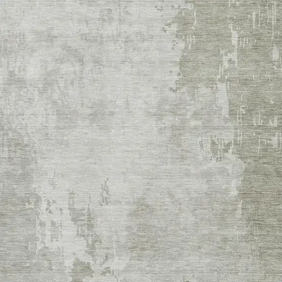 8' Linen And Beige Abstract Washable Area Rug With UV Protection Photo 2