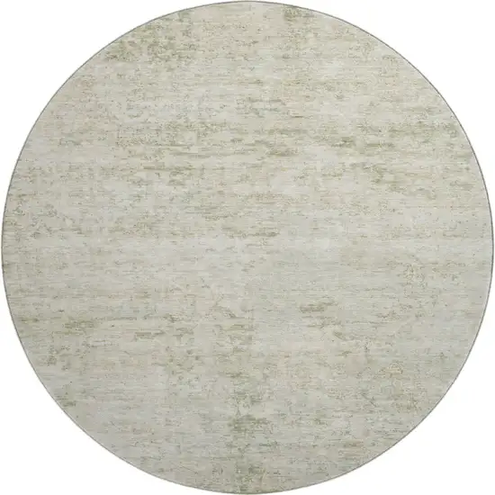 8' Linen And Beige Abstract Washable Round Rug With UV Protection Photo 1