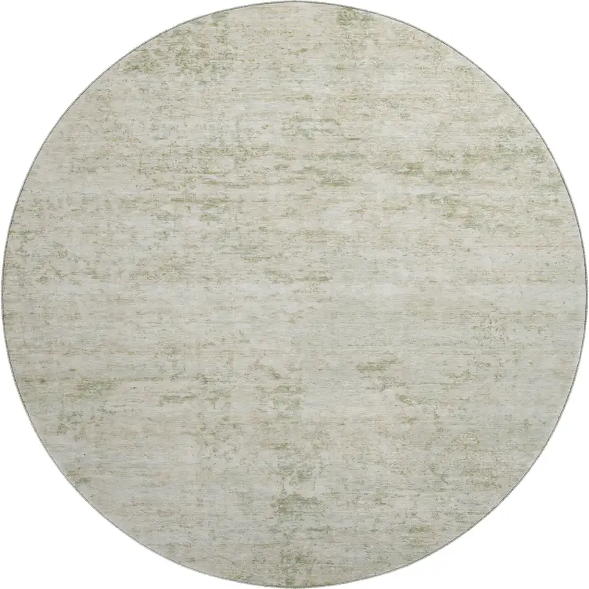 8' Linen And Beige Abstract Washable Round Rug With UV Protection Photo 1
