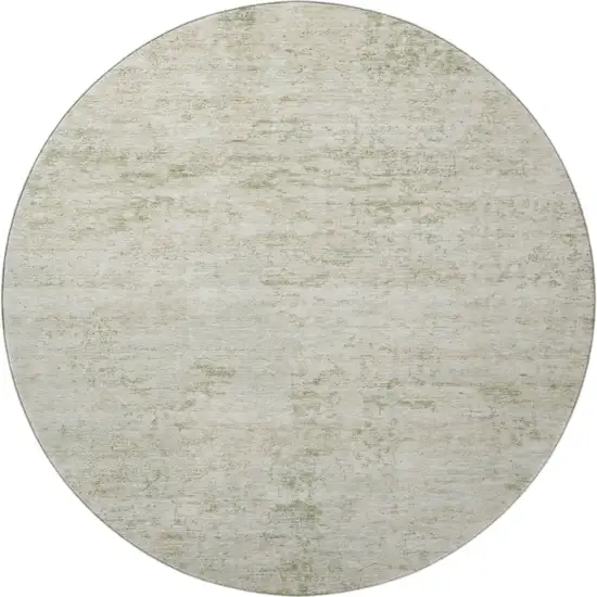 8' Linen And Beige Abstract Washable Round Rug With UV Protection Photo 2