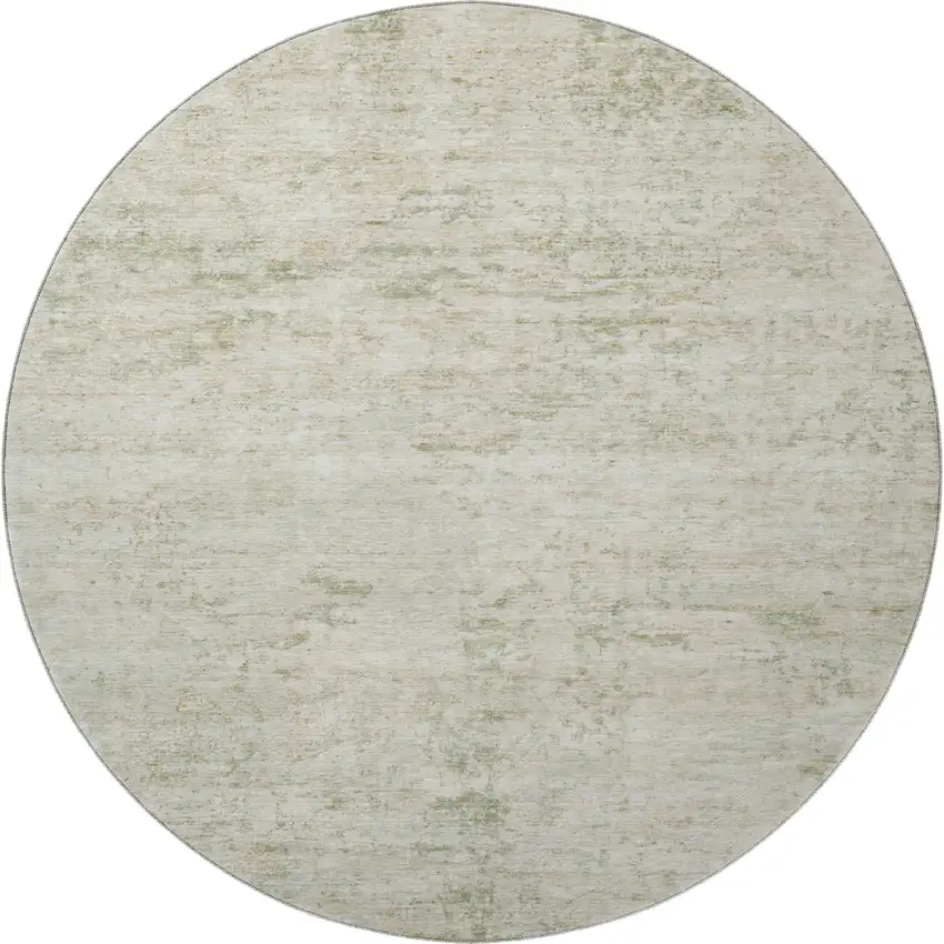 8' Linen And Beige Abstract Washable Round Rug With UV Protection Photo 2