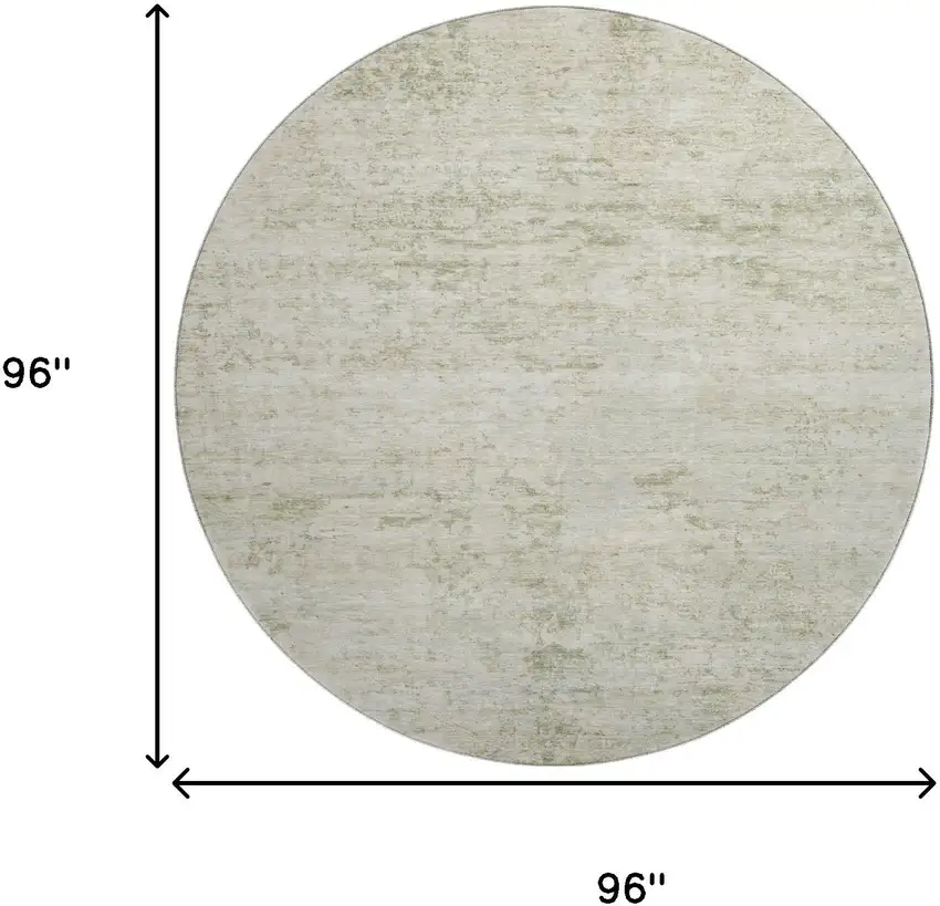8' Linen And Beige Abstract Washable Round Rug With UV Protection Photo 8